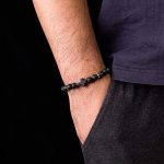 Softones 4PCS Cross Beads Bracelet for Men Women 8mm Healing Lava Stone Stretch Bracelets,7.5" - Image 2